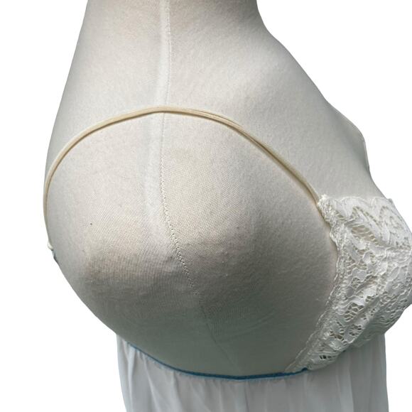 In Bloom by Jonquil Nightgown Chemise Sz M Sheer Blue Floral Boudoir Coquette - Picture 7 of 12